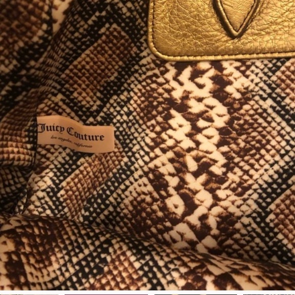 Juicy Couture Gold Cowhide Tote w/ Reversible Python Print - Picture 10 of 11